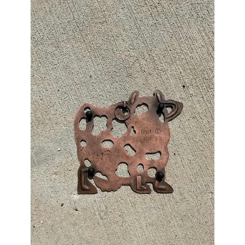 Vintage 1995 ODI Cast Iron Copper Cow Trivet Farmhouse Wall Decor
